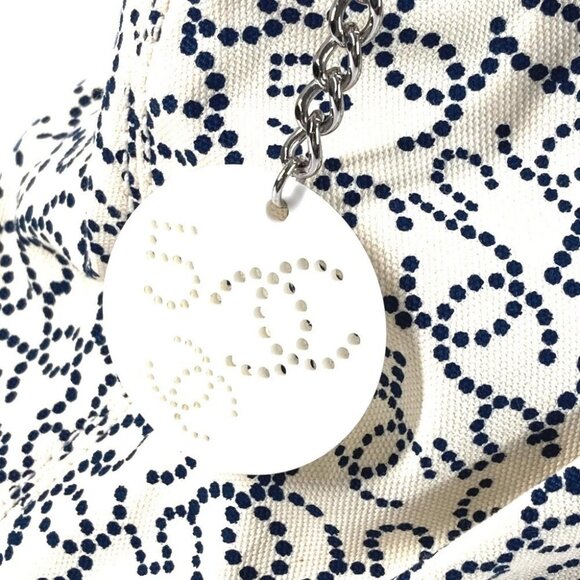 CHANEL Arabesque Bag Tote Bag Hand Bag Canvas White/Dark Navy Based - Picture 10 of 15
